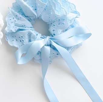 Scrunchie 髮圈 淺藍蕾絲蝴蝶結
