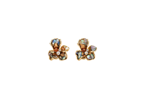 Clover Earrings 貝殻馬賽克三葉耳環