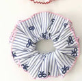 Scrunchie 髮圈 藍蝴蝶刺繡條紋