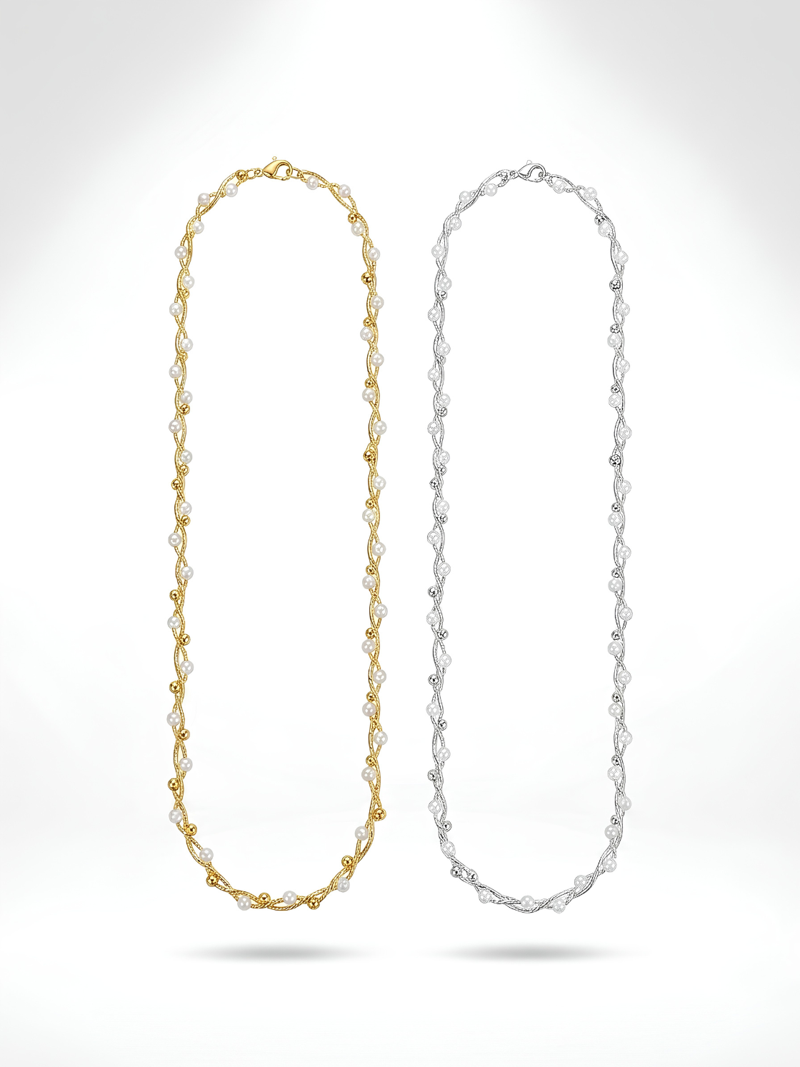Twine Necklace 珍珠絞鏈項鏈 – SOMUSOMU 雙股絞纏珍珠鏈，金色及銀色兩款