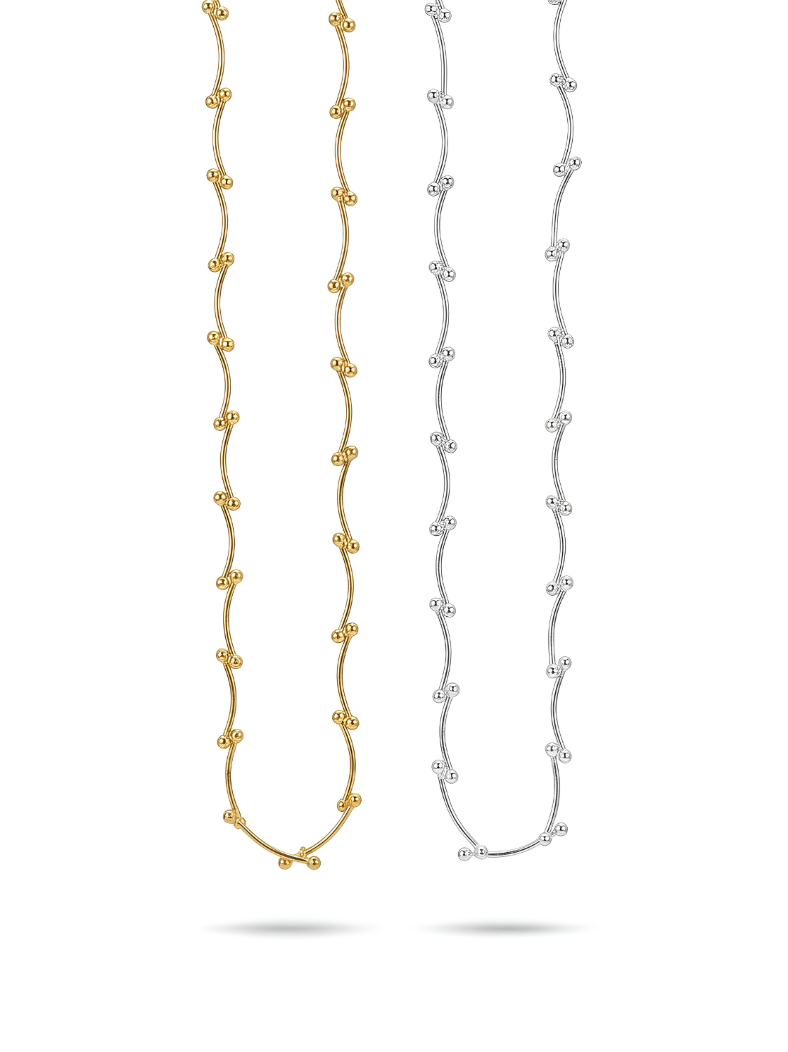 Ripple Necklace 波紋珠飾項鏈 – SOMUSOMU 波浪雙鏈珠飾，金色及銀色兩款
