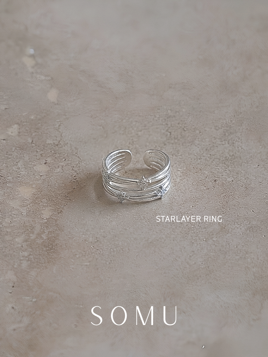 Starlayer Ring 疊鑽戒指 – SOMUSOMU 三層水鑽戒指