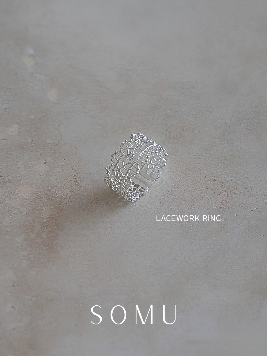 Lacework Ring 密鑲戒指 – SOMUSOMU 寬版密鑲水鑽戒指